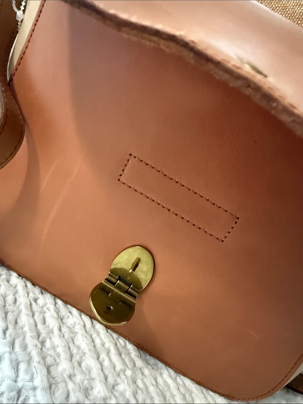 Madewell Peach and Cream Leather Crossbody with Gold-Tone Clasp - Picture 14 of 15